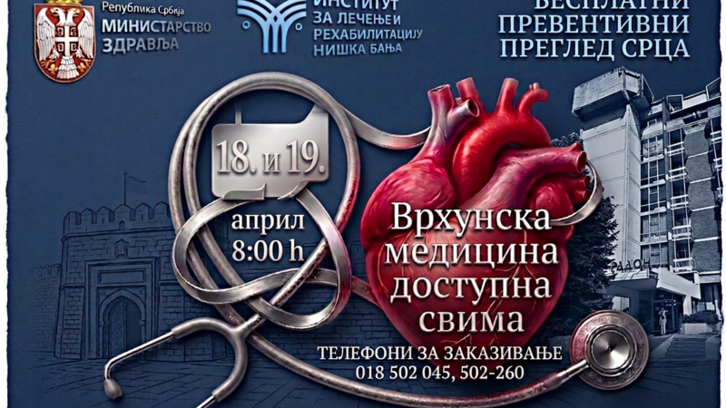 Besplatni pregledi srca za sve građane u Institutu Niška Banja